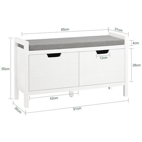 Panca Scarpiera 91x31x50cm Fsr63-ii-w - Foto 2