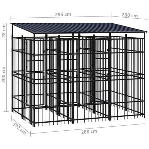 Gabbia per Cani da Esterno con Tetto in Acciaio 5,53 m² - Foto 8