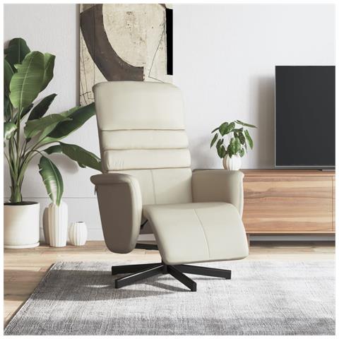Poltrona Reclinabile con Poggiapiedi Crema in Similpelle - Foto 2