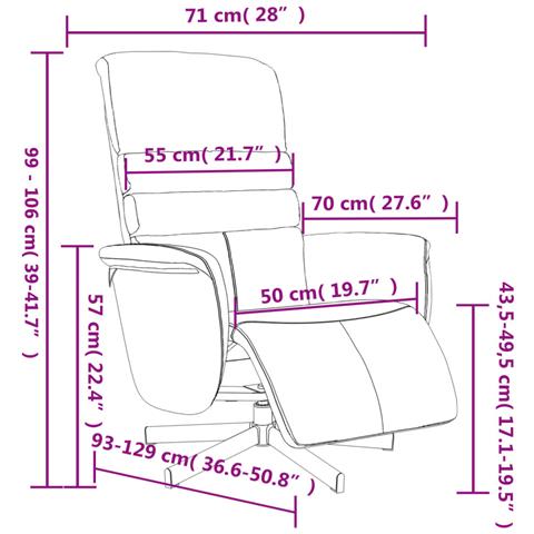 Poltrona Reclinabile con Poggiapiedi Crema in Similpelle - Foto 9