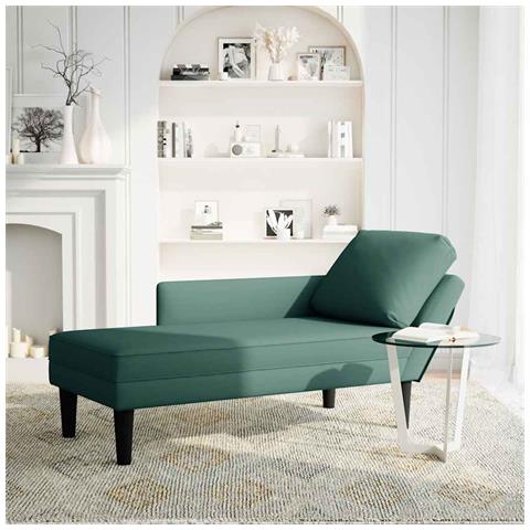 Sdraio con Cuscino e Bracciolo Destro in Velluto Verde Scuro - Foto 2