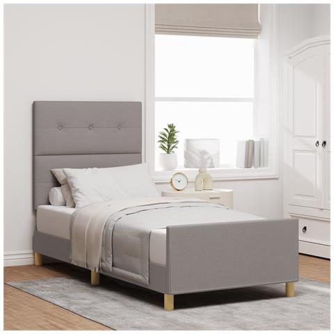 Struttura letto  in Tortora, 90x190 cm, Tessuto - Foto 2