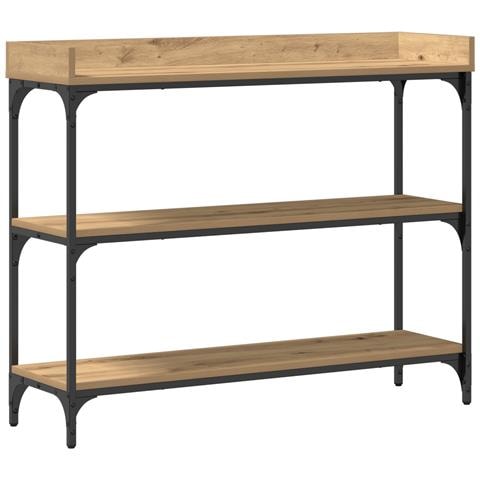 Tavolino Artisan in Rovere 100x30x80 cm in Legno Ingegnerizzato e Acciaio - Foto 1