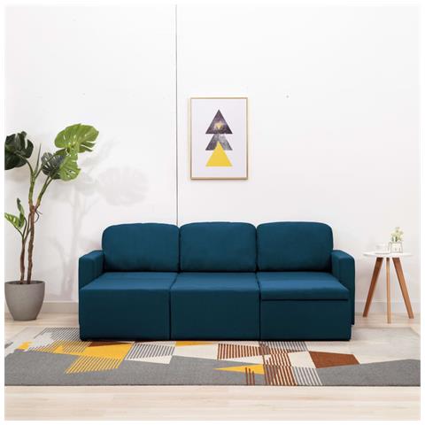 Lusso Casadino -  Divano Letto Modulare A 3 Posti Blu In Tessuto - Foto 2