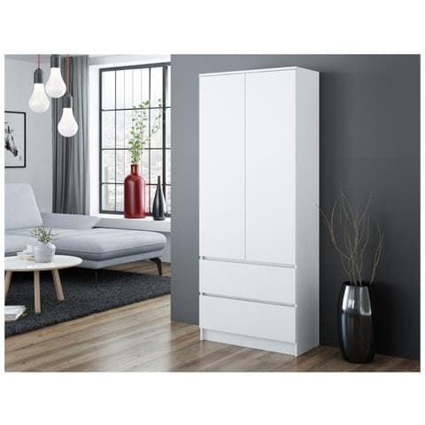 SZAFA MALWA B armadio /guardaroba per camera da letto 5 ripiani 2 porta /porte Bianco - Foto 3