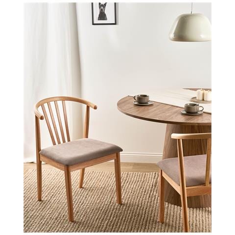 Set Di 2 Sedie Da Pranzo Craig Legno Marrone Chiaro /tortora - Foto 1