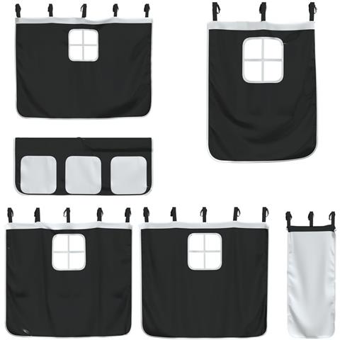 Letto a Castello senza Materasso Bianco e Nero 90x200cm in Pino - Foto 9