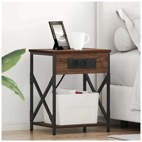 Armadio da Notte con cassetto Rovere marrone 41 x 31 x 51 cm - Foto 2