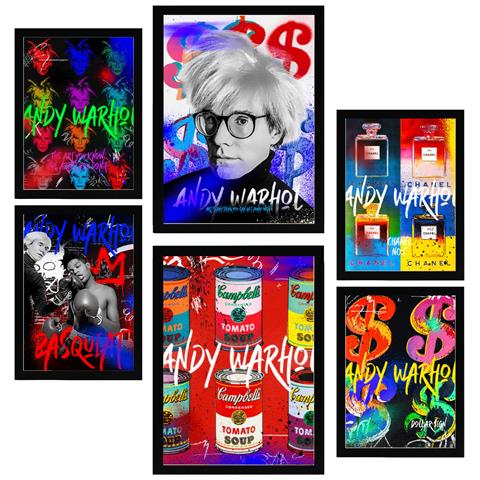 Set Di 6 Stampe Iconici Graffiti Pop Di Andy Warhol Incorniciati Con Illustrazioni Di Design Per Le Pareti Di Casa, Stanza, Ufficio A3 & A4 Cornice Nera - Foto 1
