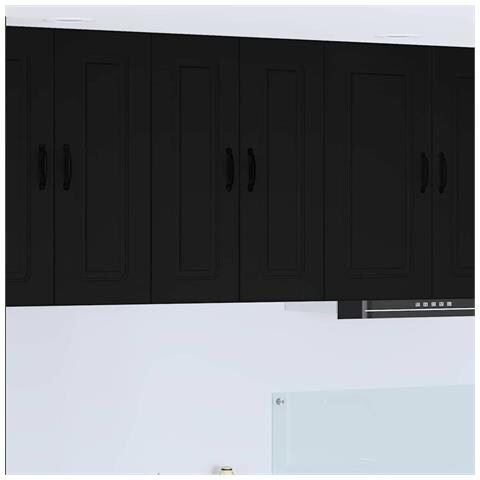 Pensile cucina con porta Nero 30 x 31 x 80 cm Legno multistrato - Foto 2