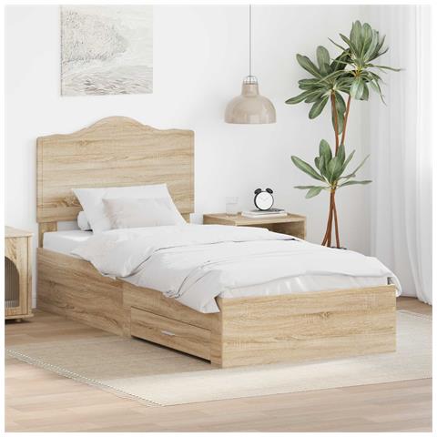 Struttura del letto con cassetto Rovere Sonoma 70 x 190 cm - Foto 2