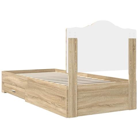 Struttura del letto con cassetto Rovere Sonoma 70 x 190 cm - Foto 9