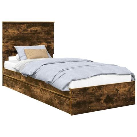 Letto con Contenitore Rovere fumé 90 x 190 cm Legno multistrato - Foto 1