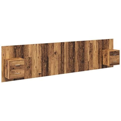 Testata con Comodino 3 pcs Legno vecchio Legno multistrato - Foto 1