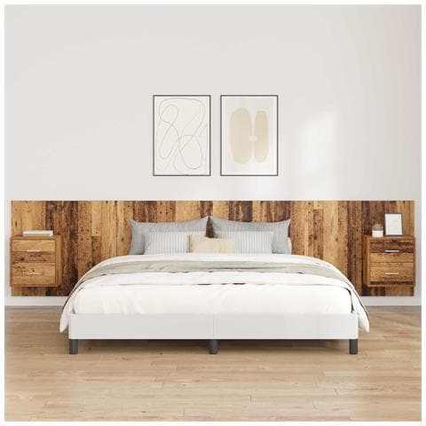 Testata con Comodino 3 pcs Legno vecchio Legno multistrato - Foto 2