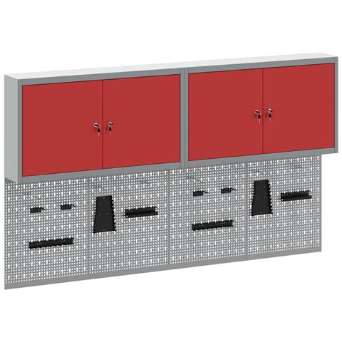 Set di armadi per attrezzi con lo scaffale 6 pcs Rosso - Foto 1