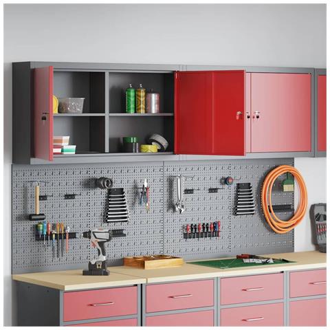 Set di armadi per attrezzi con lo scaffale 6 pcs Rosso - Foto 2