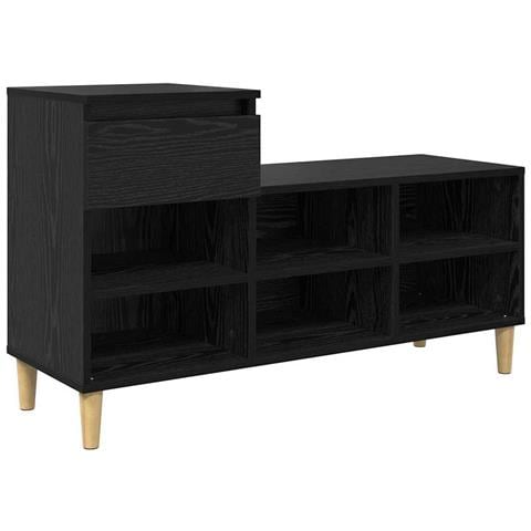 Mobile per scarpe con cassetto Rovere Nero 102 x 36 x 60 cm - Foto 1
