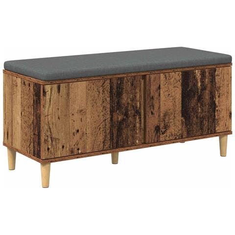 Panca per ingresso con cuscino Legno vecchio 100 x 38 x 46 cm - Foto 1