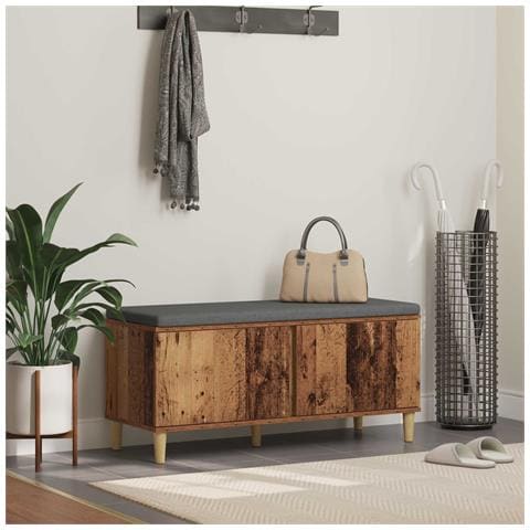 Panca per ingresso con cuscino Legno vecchio 100 x 38 x 46 cm - Foto 2