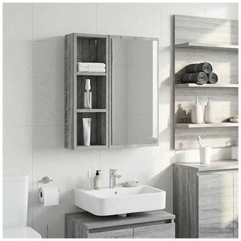 Armadio da bagno a muro Sonoma grigia 20 x 10 x 60,5 cm - Foto 2