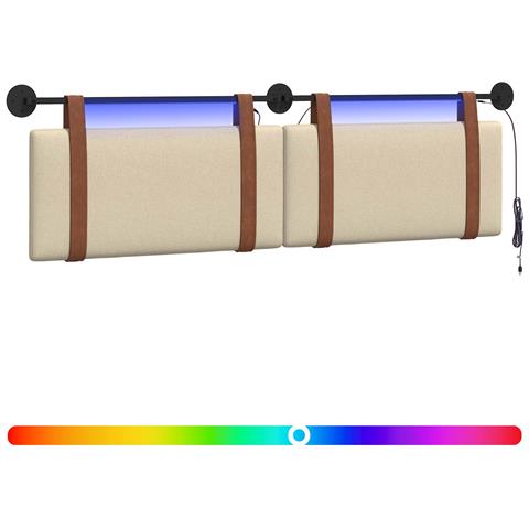 Testiera sospesa Con luce LED Crema PU Antico - Foto 1