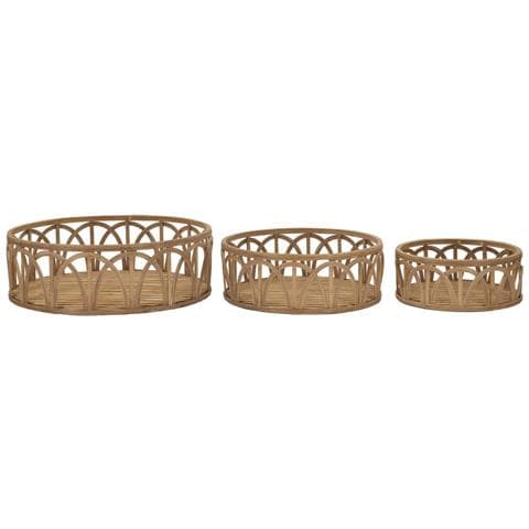 Set 3 Vassoi Fuji In Rattan Naturale — Ø 50x16, Ø 40x14, Ø 30x12 Cm - Foto 1