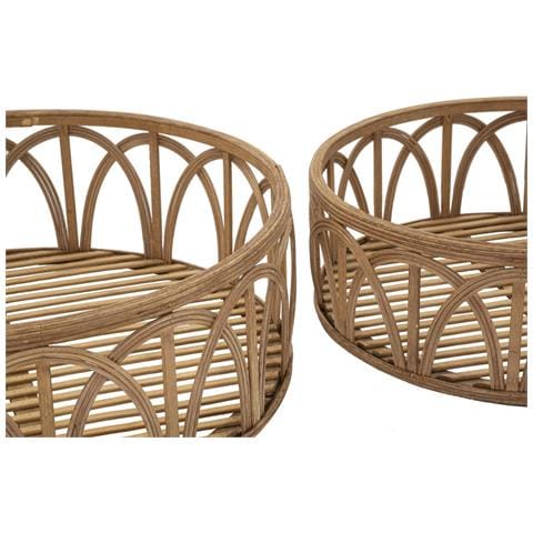 Set 3 Vassoi Fuji In Rattan Naturale — Ø 50x16, Ø 40x14, Ø 30x12 Cm - Foto 2