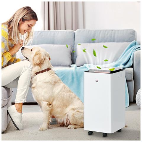 Deumidificatore Portatile da 10L con 5 Modalità, 2 Velocità, Timer 24h e Ruote, 25x25x50.5cm, Bianco - Foto 2