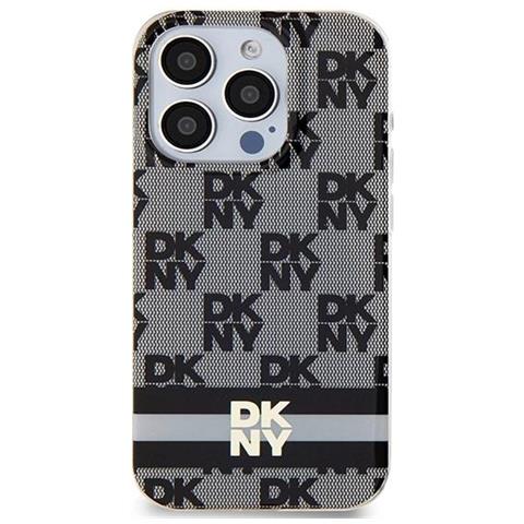 Dkny Iml Custodia A Scacchi Mono E Strisce Stampate Magsafe Per Iphone 13 Pro / 13 - Nera - Foto 1