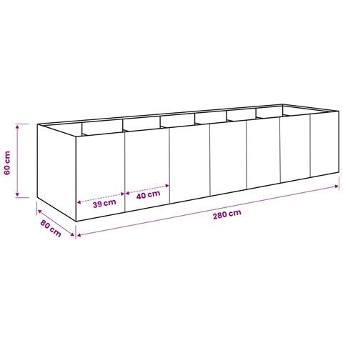 Vaso da giardino Nero 280 x 80 x 60 cm - Foto 7