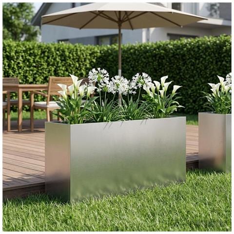 Vaso da giardino Argento 100 x 30 x 40 cm Acciaio Inox - Foto 2