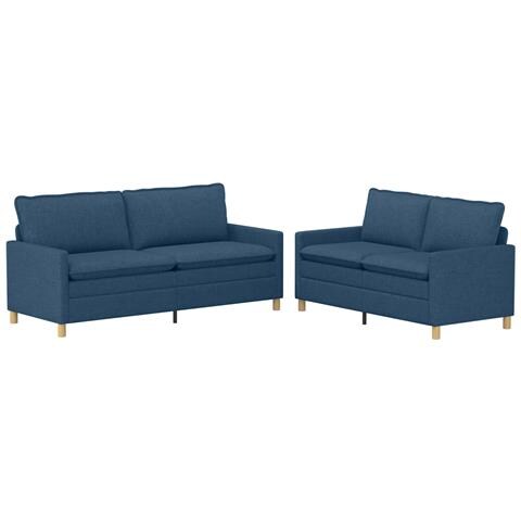 Set di divani 2 pz Blu Tessuto - Foto 1