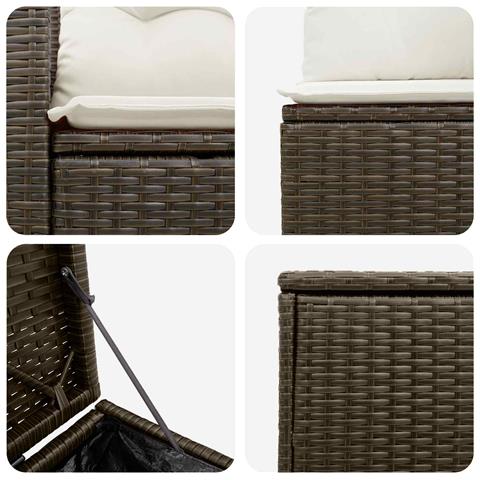 Set di divani 5 pz Marrone e Bianco Crema - Foto 2