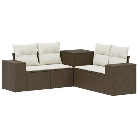Set di divani 5 pz Marrone e Bianco Crema - Foto 1
