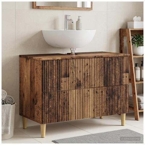 Armadio per Lavabo da Bagno ARNHEM Legno antico 82 x 41 x 59 cm - Foto 2