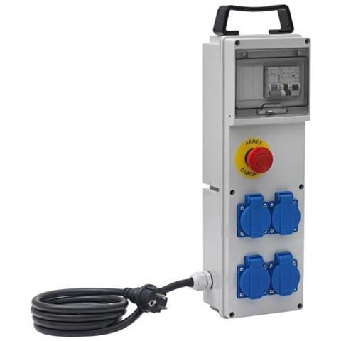 Casella Di Distribuzione Bd 4m / 16 / au (ip44) Con 4 Prese A Spina, Custodia Di Costruzione Con Cavo H07rn-f 3g2,5 (2 M), Grigio - Foto 1