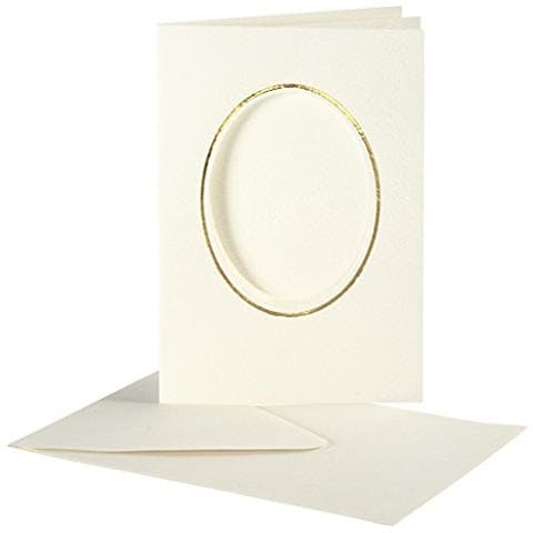 Biglietto Neutro Con Finestra Anteriore Ovale Con Orlo Dorato, 10 X 15 Cm, 10 Pezzi - Foto 1