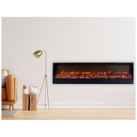 Caminetto Elettrico Nero Acciaio Effetto Fiamma Led Regolabile 6 Livelli Potenza 750-1500w Comandi Manuali E Telecomando Incasso O Appoggio Lunghezza 2 Metri Modello Caminetto-vesuvio-200 - Foto 16