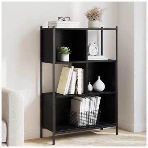 Libreria Nera 72x28x109 Cm In Legno Multistrato - Foto 1