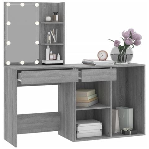 Toeletta Con Led E Armadietto Grigio Sonoma Legno Multistrato - Foto 8