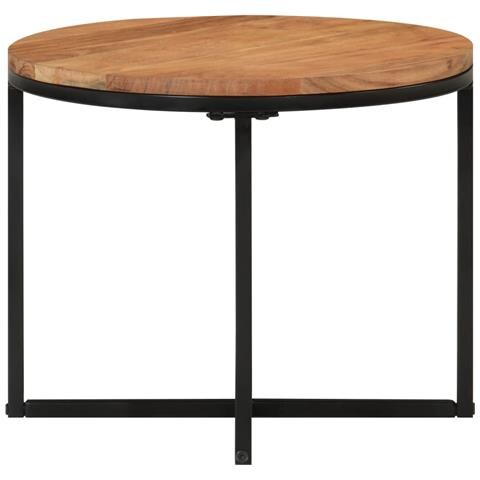 Tavolino Salotto 45x45x35cm In Legno Massello Di Acacia E Ferro - Foto 2