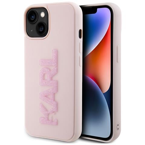 Cover Per Iphone 15 Plus 3d Rubber Karl Glitter, Rosa - Foto 3