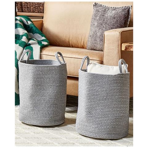 Set Di 2 Cestini Saryk Cotone Grigio - Foto 8