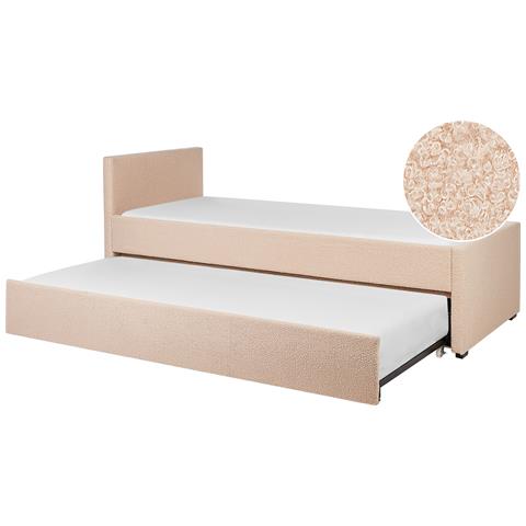 Letto Estraibile Bouclé Rosa Pesca 80 X 200 Cm Marmande - Foto 2