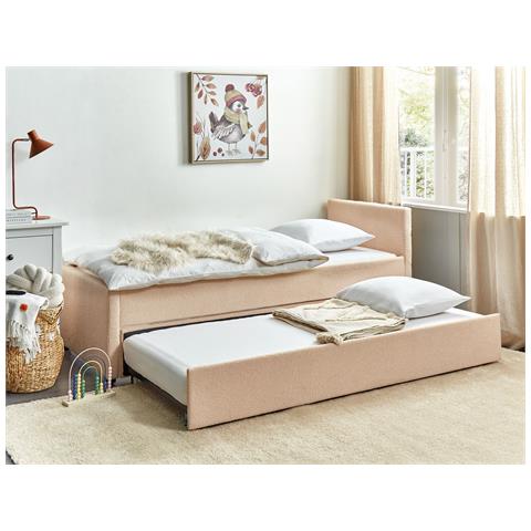 Letto Estraibile Bouclé Rosa Pesca 80 X 200 Cm Marmande - Foto 1