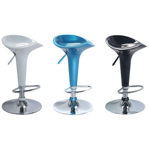 Sgabello Da Interno Bar Con Seduta In Abs E Base In Acciaio Con Altezza Regolabile Spike - Blue - Foto 1