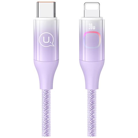 Cavo 30w Usb-c A Lightning 1.2m Display Xm Con Retro-illuminazione Led, Viola - Foto 1