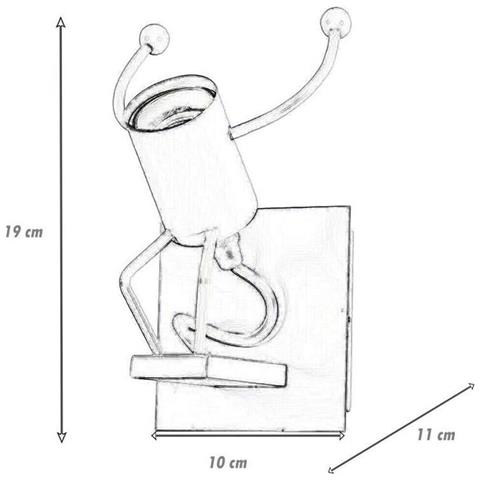 Applique Da Parete A Forma Di Omino Lampada Decorativa In Metallo Nero E27 - Foto 5