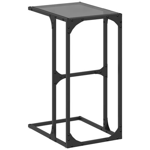 Tavolino Con Vetro Nero 40x30x61,5cm In Acciaio - Foto 2